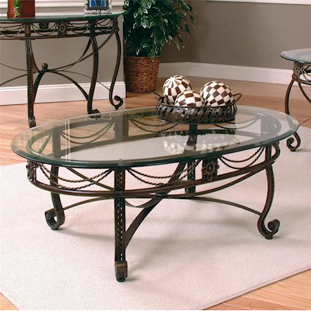 Oval Beveled Edge Cocktail Table